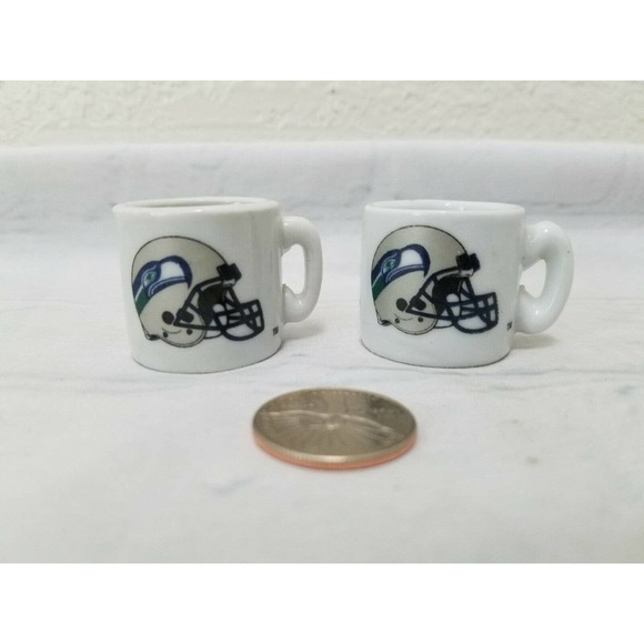 NFL Collectable Seahawks Team Logo and Helmet Mini Ceramic Coffee Mug - Picture 2 of 7
